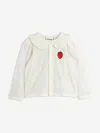 Mini Rodini Girls Embroidered Strawberry Schiffli Blouse In White
