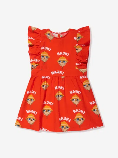 Mini Rodini Babies'  Girls Hike Woven Ruffle Dress In Red