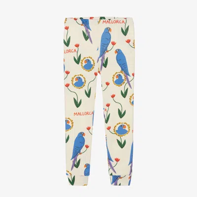 Mini Rodini Babies' Girls Ivory Cotton Parrot Leggings