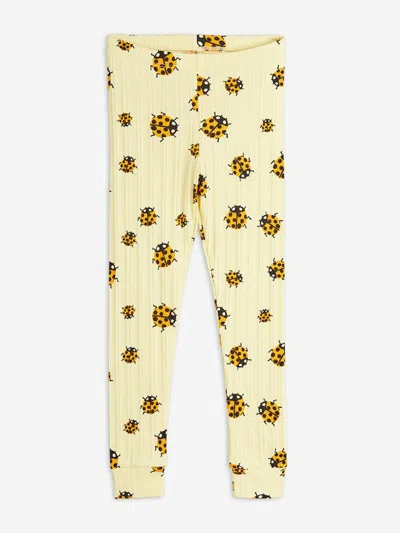 Mini Rodini Kids'  Girls Ladybugs Aop Leggings In Yellow