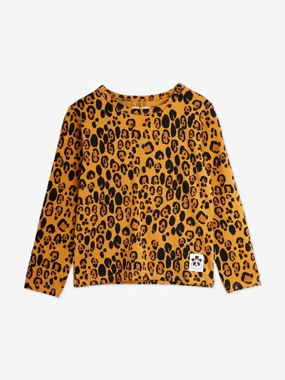Mini Rodini Babies'  Girls Leopard Long Sleeve T-shirt In Brown