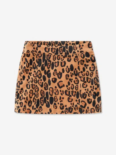 Mini Rodini Kids' Girls Leopard Velvet Skirt In Brown