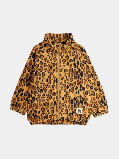 Mini Rodini Kids'  Girls Leopard Zip Up Top In Brown