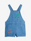 Mini Rodini Girls Note Embroidered Denim Dungarees In Blue