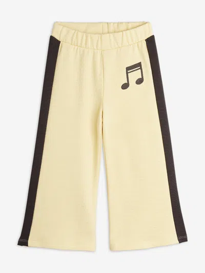 Mini Rodini Kids'  Girls Note Embroidered Joggers In Yellow