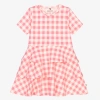 MINI RODINI GIRLS PINK GINGHAM COTTON DRESS