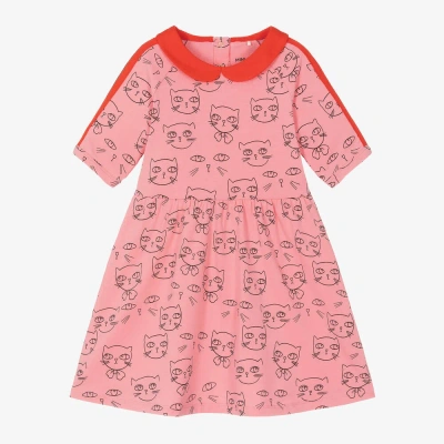 Mini Rodini Kids' Girls Pink Organic Cotton Cat Dress