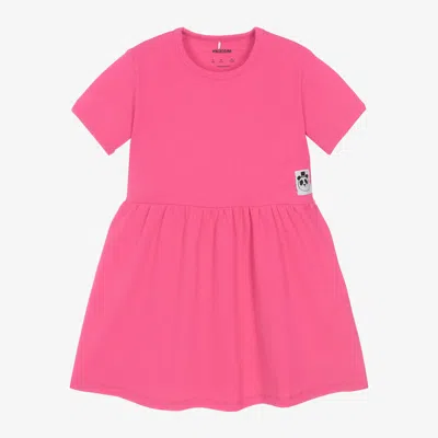 Mini Rodini Kids' Girls Pink Ribbed Cotton Jersey Dress