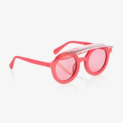 Mini Rodini Kids' Girls Pink Round Visor Sunglasses