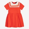 MINI RODINI GIRLS RED COTTON SAILOR DRESS