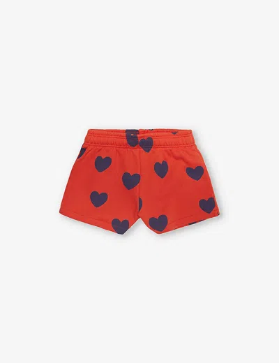 Mini Rodini Girls Red Kids Hearts Graphic-print Organic-cotton Shorts 1.5-11 Years