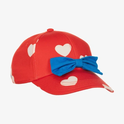 Mini Rodini Babies' Girls Red Organic Cotton Hearts Cap