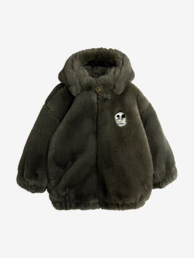 Mini Rodini Kids'  Girls Ritzratz Patch Faux Fur Jacket In Green
