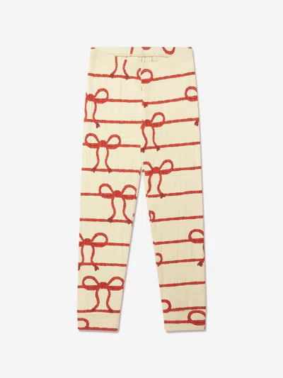 Mini Rodini Kids' Girls Rope Print Leggings In Yellow