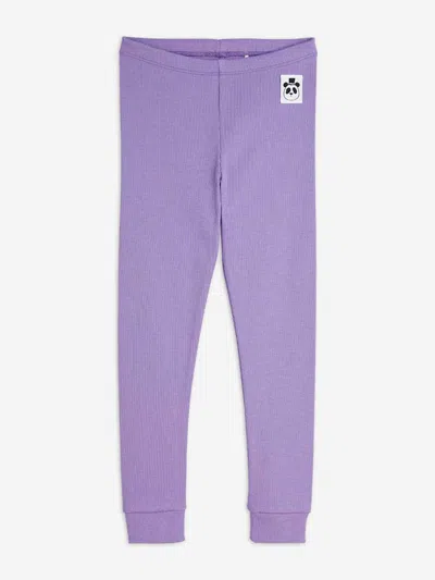 Mini Rodini Kids'  Girls Solid Rib Leggings In Purple