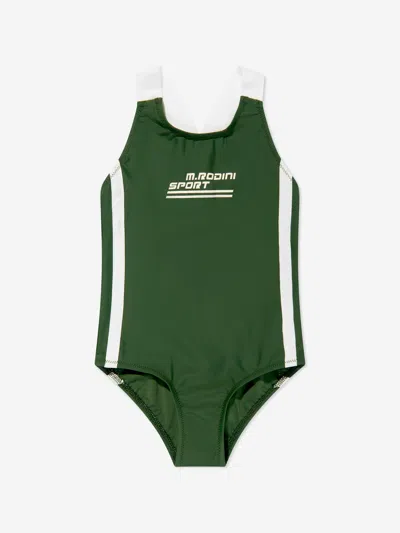 Mini Rodini Kids' Girls Sport Swimsuit In Green
