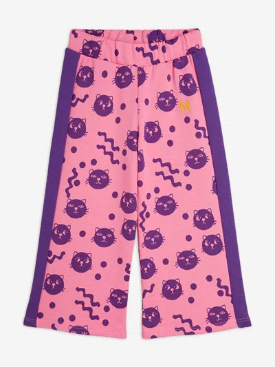 Mini Rodini Kids'  Girls Squiggly Cats Aop Joggers In Pink