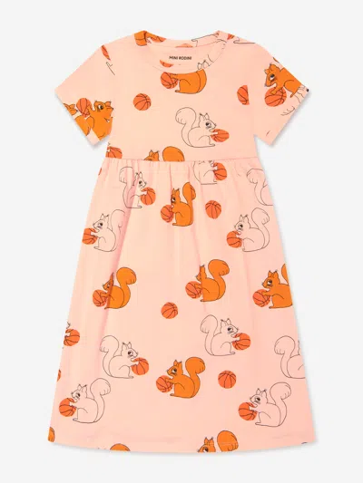 Mini Rodini Kids' Girls Squirrels Print Dress In Pink