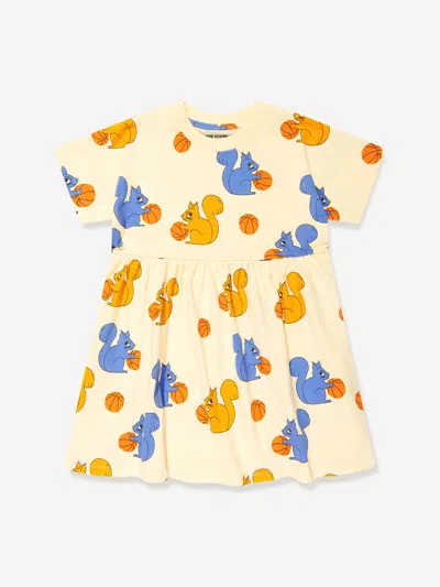 Mini Rodini Babies' Girls Squirrels Print Dress In Yellow