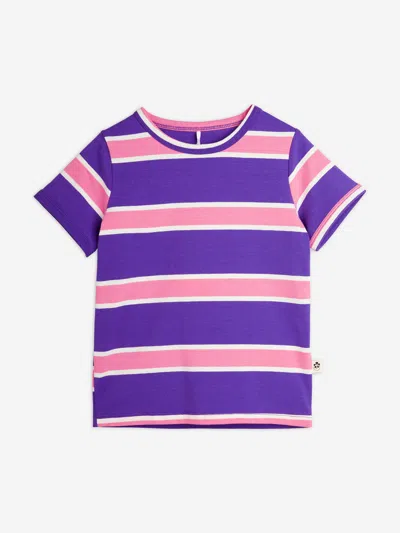 Mini Rodini Kids' 条纹短袖t恤 In Purple