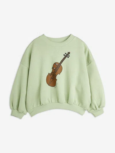 Mini Rodini Kids'  Girls Violin Sweatshirt In Green