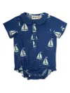 Mini Rodini Blue Romper For Babykids With Sailboats In Blue