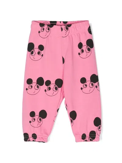 Mini Rodini Babies' Graphic-print Track Pants In Pink