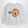 Mini Rodini Grey Sweatshirt For Kids With Puffer Fish In Grey