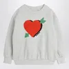 Mini Rodini Gray Sweatshirt With Heart And Arrow In Velour