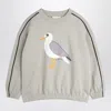 Mini Rodini Gray Sweatshirt With Seagull Print In Brown