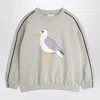 Mini Rodini Gray Sweatshirt With Seagull Print In Grey