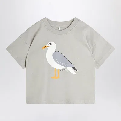 MINI RODINI GRAY T-SHIRT WITH SEAGULL PRINT