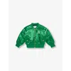 Mini Rodini Kids Note Chenille Satin Baseball Jacket In Green