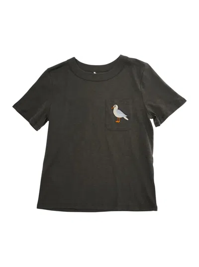 Mini Rodini Kids' Green Crewneck T-shirt With Embroidery On The Pocket In Cotton Boy