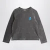 Mini Rodini Grey Velvet Crew-neck Sweater In Gray