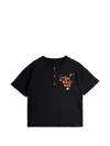 Mini Rodini Half-button Graphic-prit T-shirt In Black