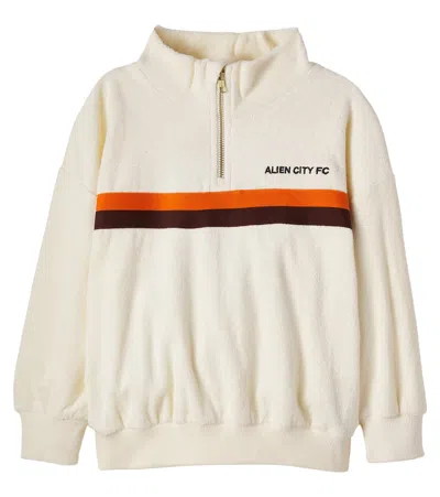 Mini Rodini Kids' Half-zip Cotton Terry Sweatshirt In Neutral