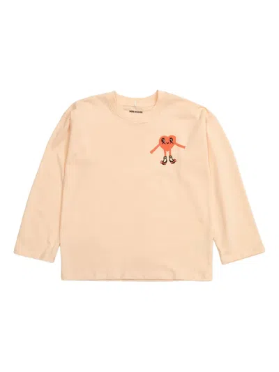 Mini Rodini Heart In Shoes Long-sleeve T-shirt In Neutral