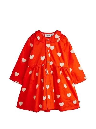Mini Rodini Heart-pattern Dress In Red