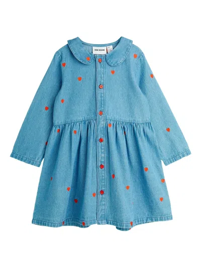 Mini Rodini Kids' Denim Heart-printed Dress