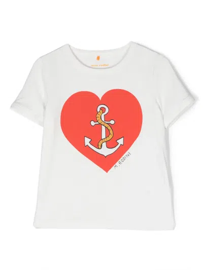 Mini Rodini Kids' Heart-print Short-sleeve T-shirt In White