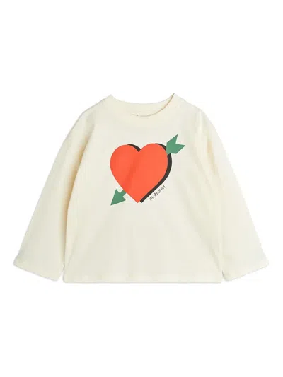 Mini Rodini Kids' Heart-print Sweatshirt In Neutrals
