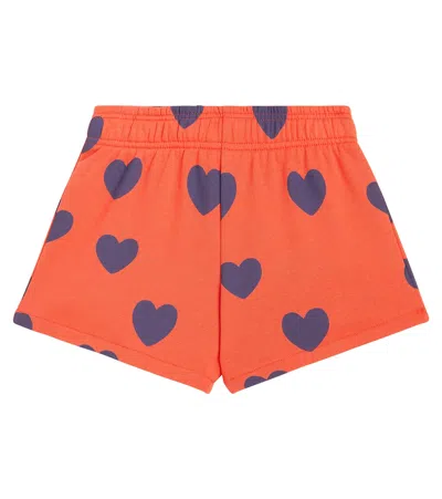 Mini Rodini Kids' Shorts Hearts Aus Baumwoll-jersey In Rot