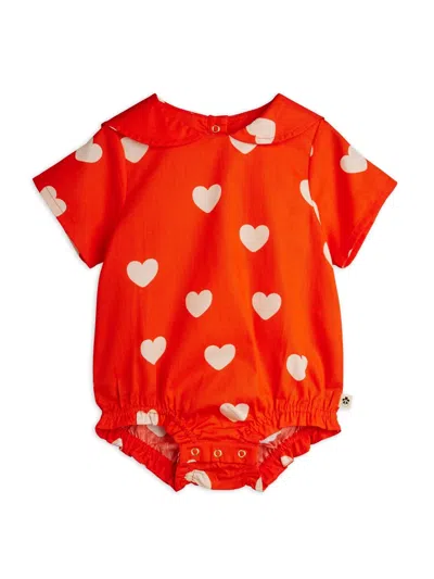 Mini Rodini Kids'  "hearts" Dress In Orange