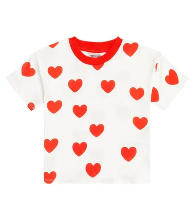 Mini Rodini Kids' Hearts Printed Cotton Jersey T-shirt In Red