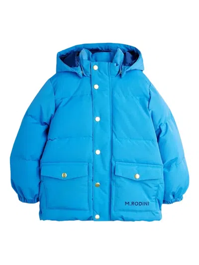 Mini Rodini Kids' Hooded Puffer Jacket In Blue