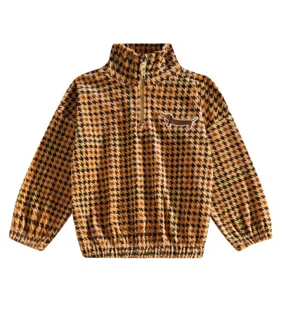 Mini Rodini Kids' Houndstooth Cotton Sweatshirt In Beige