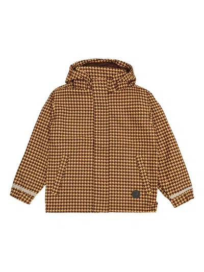 Mini Rodini Babies' Houndstooth-pattern Jacket In Brown