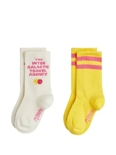Mini Rodini Kids' Intergalactic Socks (set Of Two) In Yellow