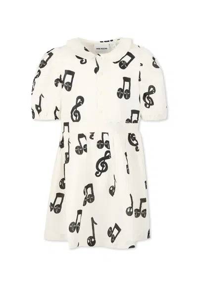 Mini Rodini Kids' Ivory Dress For Girl With Musical Notes